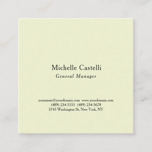 Carte De Visite Carré Professionnel Unique Classique Simple (Devant)
