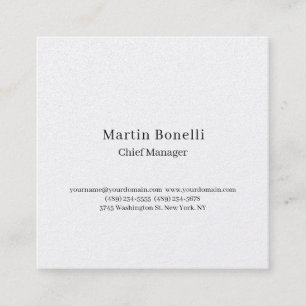 Carte De Visite Carré Professionnel Unique Classique Simple Blanc