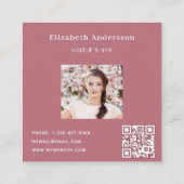 Carte De Visite Carré Profil en or rose photo qr code Facebook (Dos)