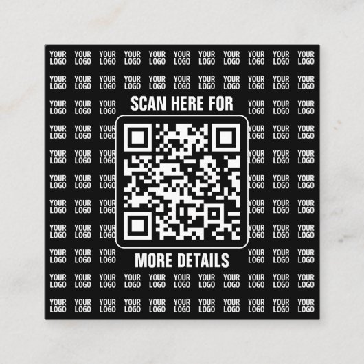 Carte De Visite Carré Promotional QR code (editable) plus Logo Pattern (Devant)