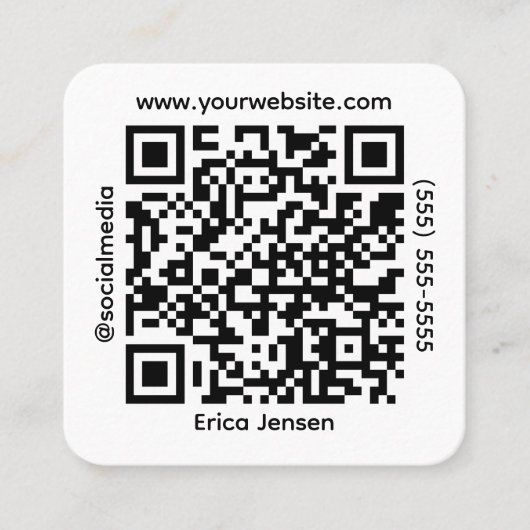 Carte De Visite Carré Propriétaire de code QR minimal (Devant)