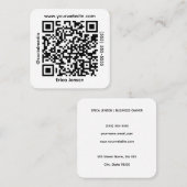 Carte De Visite Carré Propriétaire de code QR minimal (Devant / Derrière)