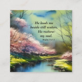 Carte De Visite Carré Psaume 23:2-3 Il restaure mon âme Bible Verse (Devant)