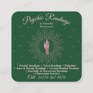 Carte De Visite Carré Psychique Moyenne Astrologue Massage Thérapie Vert