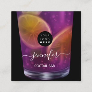 Carte De Visite Carré Pub Dracks Bar Restaurant Logo Lounge Logo Violet