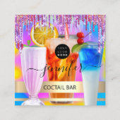 Carte De Visite Carré Pub Drink Bar Restaurant Logo Holographic Event (Devant)