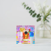 Carte De Visite Carré Pub Drink Bar Restaurant Logo Holographic Event (Debout devant)