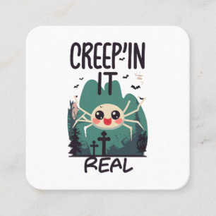 Carte De Visite Carré Pun d'araignée de Halloween Kawaii