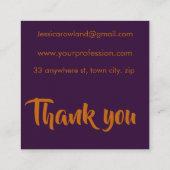 CARTE DE VISITE CARRÉ PURPLE ET ORANGE HALLOWEEN (Dos)