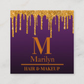 CARTE DE VISITE CARRÉ PURPLE ET ORANGE HALLOWEEN (Devant)