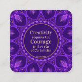 Carte De Visite Carré Purple Gold Mandala Creative Coach avec code QR (Devant)