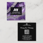 Carte De Visite Carré *~* Purple Lavender Glam Luxe Initial QR AP66 (Devant / Derrière)