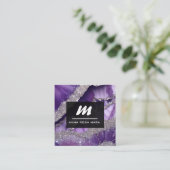 Carte De Visite Carré *~* Purple Lavender Glam Luxe Initial QR AP66 (Debout devant)
