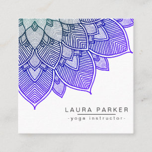 Carte De Visite Carré Purple Lotus Mandala Yoga Instructeur Holistic