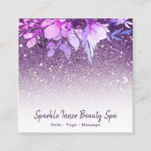 Carte De Visite Carré ~ Purple Ombre Parties scintillant Beauty Spa Flor