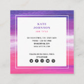 Carte De Visite Carré Purple rose peint Abstrait QR Code Social Media (Dos)