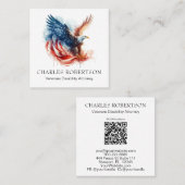 Carte De Visite Carré *~* QR américain. Aigle à drapeau AP16 (Devant / Derrière)