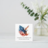 Carte De Visite Carré *~* QR américain. Aigle à drapeau AP16 (Debout devant)