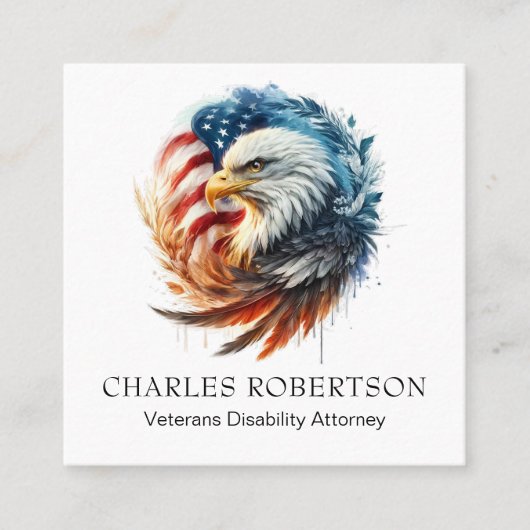 Carte De Visite Carré *~* QR American Flag Bald Eagle - AP16 (Devant)