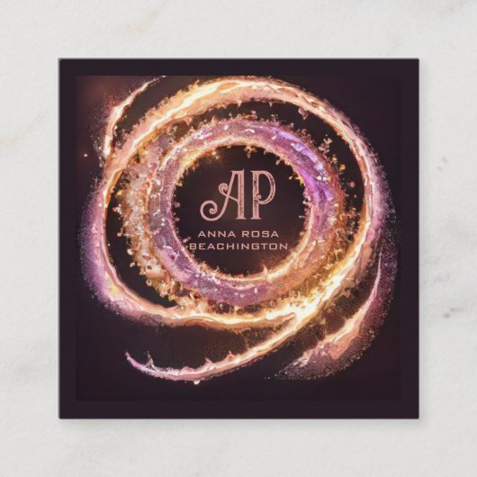 Carte De Visite Carré *~* QR AP65 Gold Bagues Parties scintillant Noir (Devant)