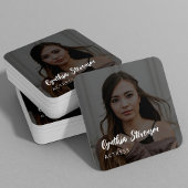 Carte De Visite Carré QR CODE actrice moderne photo professionnelle