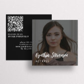 Carte De Visite Carré QR CODE actrice moderne photo professionnelle