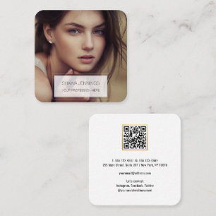 Carte De Visite Carré QR Code Ajouter votre photo Modern Simple
