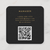 Carte De Visite Carré QR Code Black Paper Texture & Gold Typographie (Dos)