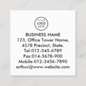 Carte De Visite Carré QR Code Black White Menu Logo sans contact Moderne (Devant)