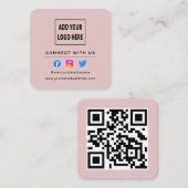 Carte De Visite Carré QR Code Blush Pink Suivre L'Analyse Pour Se Connec (Devant / Derrière)