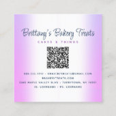 Carte De Visite Carré QR Code Boulangerie Purple Cake Parties scintillan (Dos)