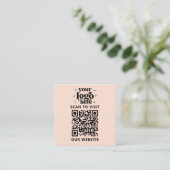 Carte De Visite Carré QR Code Business Logo Professionnel Moderne Rose (Debout devant)