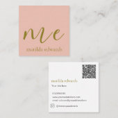 Carte De Visite Carré QR Code Cosmétique élégant moderne unique rose (Devant / Derrière)