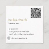 Carte De Visite Carré QR Code Cosmétique élégant moderne unique rose (Dos)