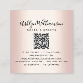 Carte De Visite Carré QR Code Cupcake Rose Gold Boulangerie Chef Parties (Dos)
