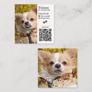 Carte De Visite Carré QR code double photo personnalisé pour les médias