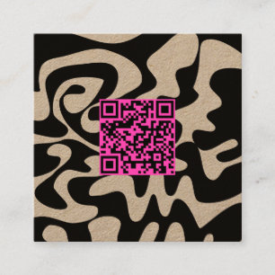 Carte De Visite Carré QR Code Hot rose rétro Super Kraft