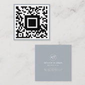 Carte De Visite Carré QR Code initial minimum monogramme entreprise (Devant / Derrière)