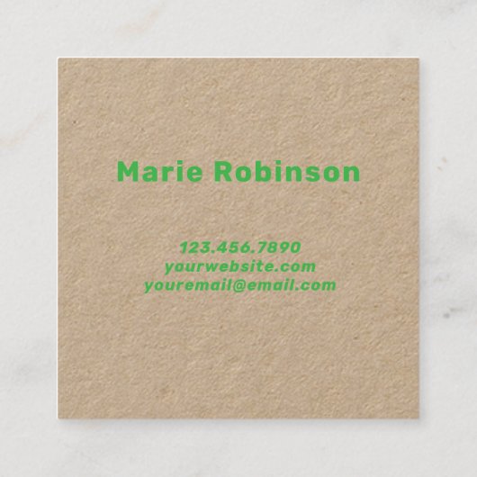 Carte De Visite Carré QR Code Kelly Green Retro Groovy Squiggles Kraft (Dos)