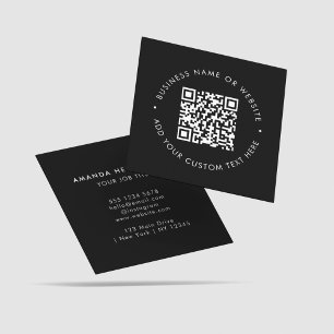 Carte De Visite Carré QR Code l Professionnel Black & White Marketing