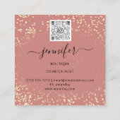 Carte De Visite Carré QR Code maquillage Artiste Gold Confetti Rose Blus (Dos)