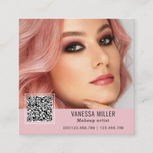 Carte De Visite Carré QR Code maquillage moderne artiste carré Carré B