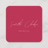 Carte De Visite Carré QR Code Modern Hot Pink & White Handwritten Script (Devant)