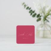Carte De Visite Carré QR Code Modern Magenta Hot Pink Handwritten Script (Debout devant)