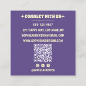 Carte De Visite Carré QR Code Modern Minimalist Professional Purple (Dos)