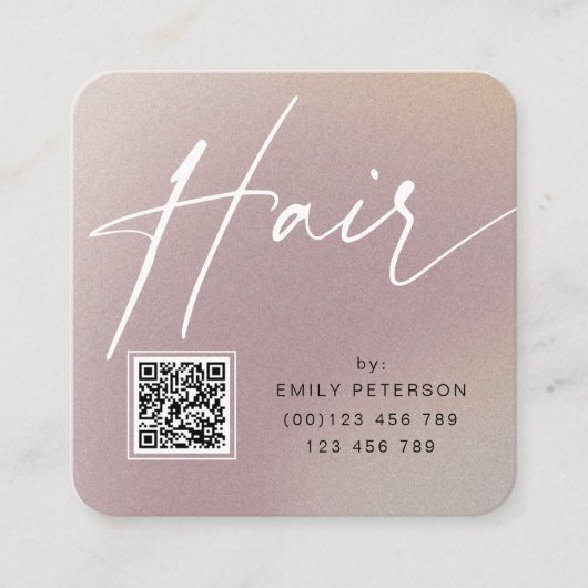 Carte De Visite Carré QR code moderne coiffure chic  (Devant)