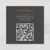 Carte De Visite Carré Qr Code moderne noir esthétique initiale Monogramm (Dos)
