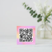 Carte De Visite Carré QR Code Moderne Pretty Pastel Rose Boho Feminine (Debout devant)