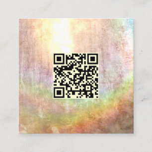 Carte De Visite Carré QR Code Neutre Pierre Beige Arc-en-ciel Art Abstra