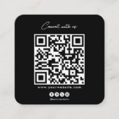 Carte De Visite Carré QR Code noir blanc Suivre l'analyse pour se connec (Devant)